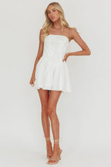 Fiora Basque Waist Strapless Mini Dress White