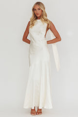 Second Glances Cowl Neck Backless Maxi Dress Cream