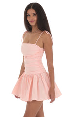 Ruched Fit and Flare Dress in Pink