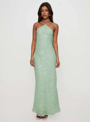 Zoelle Halter Maxi Dress Sage