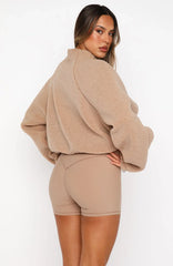 Up The Hill Teddy Zip Up Jacket Caramel