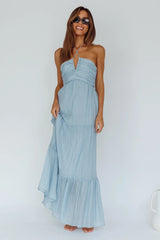 Asiah Halterneck Maxi Dress Ice Blue