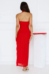 Sophisticated Spark Halter Mesh Midi Dress