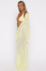 Malta Mermaids Long Sleeve Maxi Dress Lemon