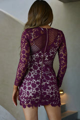 Reinhart Lace Overlay Mini Dress Plum