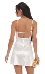 Satin Front Hook Dress in White
