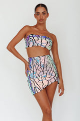 El Camino Mosaic Mini Skirt Silver