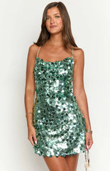 Come And Get It Aqua Sequin Party Mini Dress