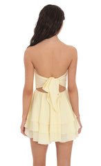Strapless Asymmetrical Dress in Yellow