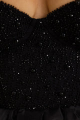 Embellished Corset Gown in Black