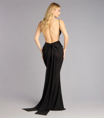 Gwendolyn Glitter Knit Bow-Back Mermaid Dress