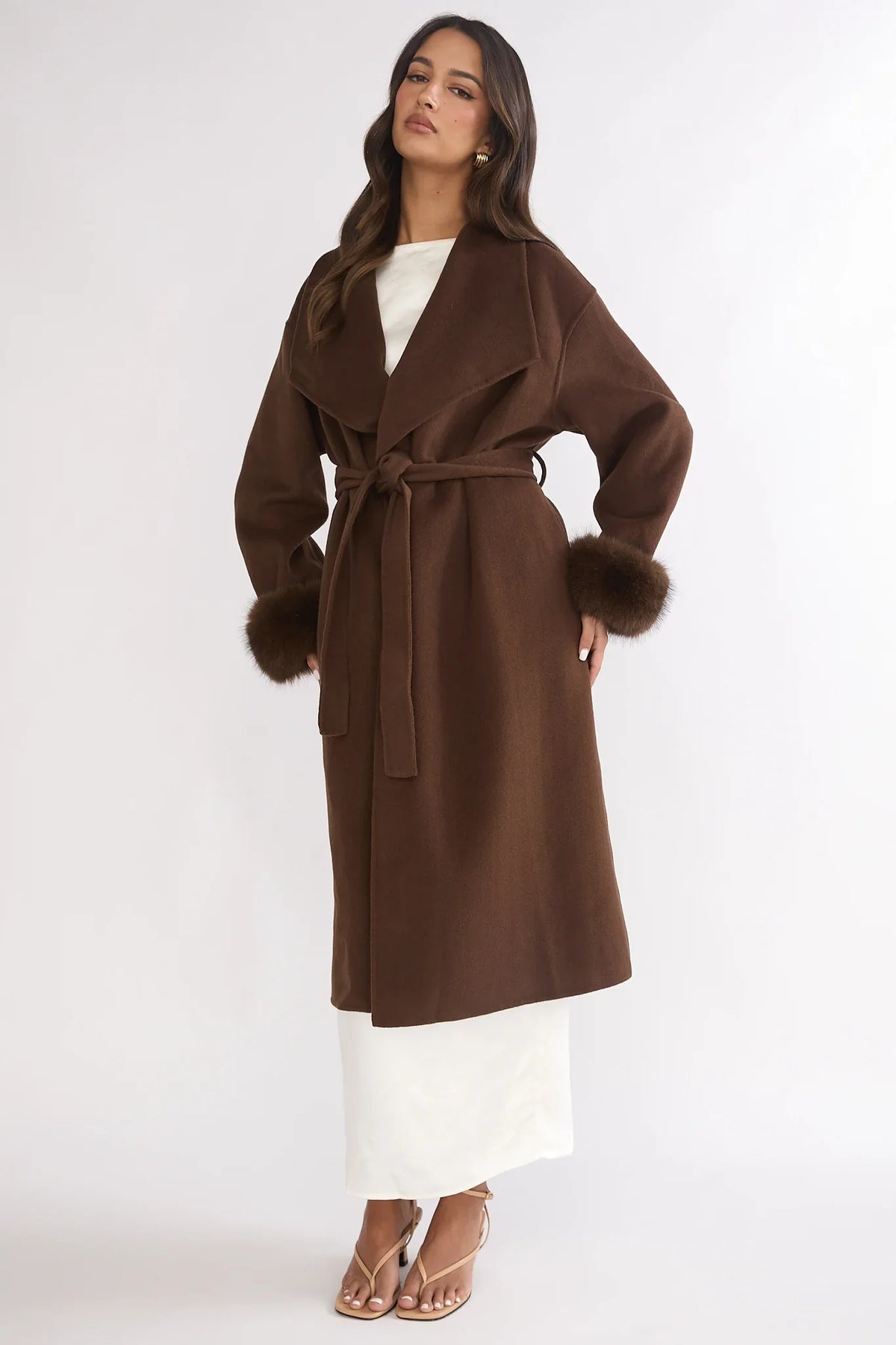 Zannora Faux Fur Coat Chocolate