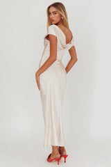 Loveland Cap Sleeve Cowl Back Midi Dress Champagne