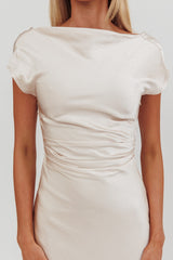 Loveland Cap Sleeve Cowl Back Midi Dress Champagne