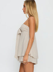 Jetsetter Strapless Playsuit Beige Stripe