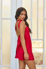 City Meets One Shoulder Satin Mini Dress