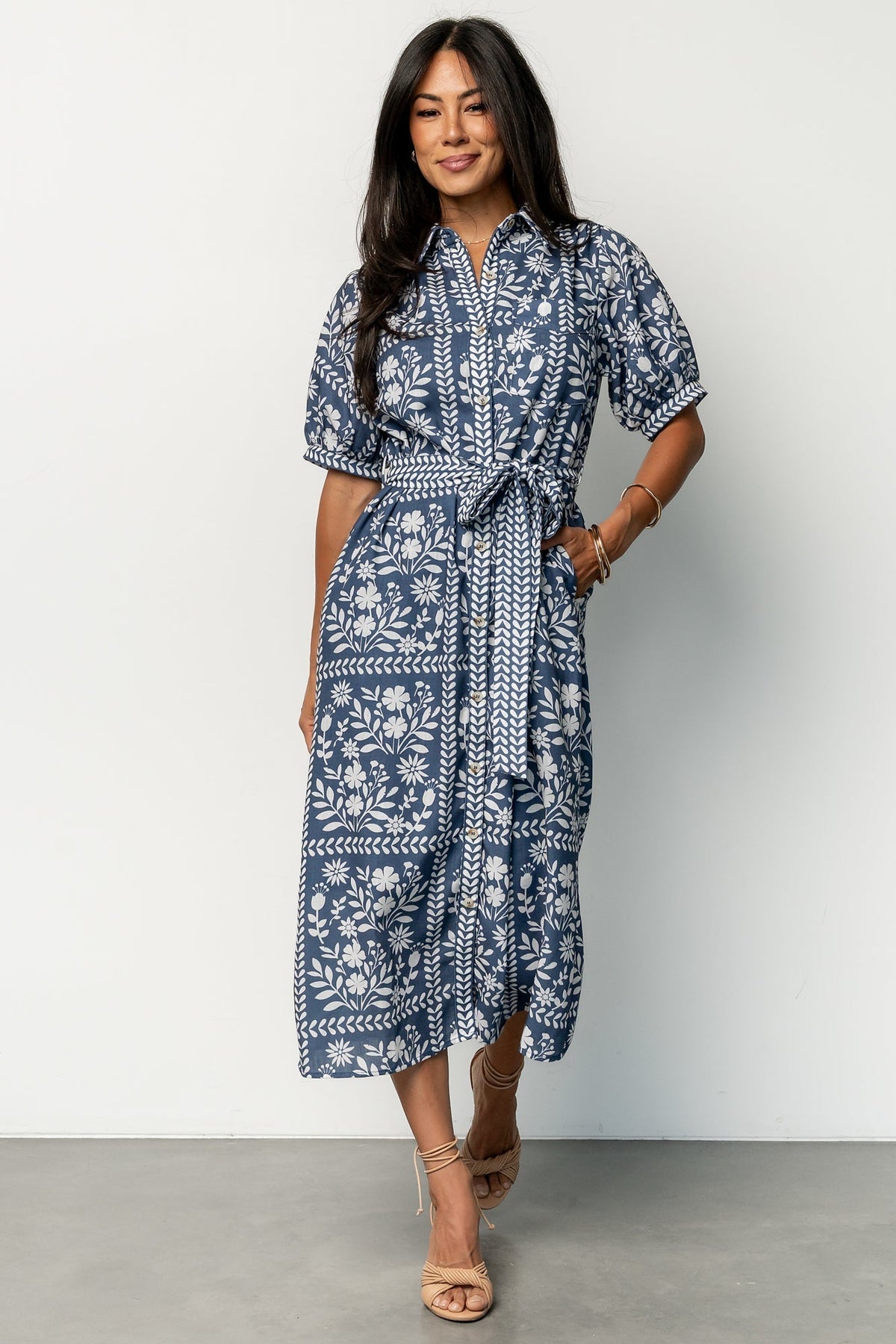 Karla Midi Dress | Deep Slate + White Floral