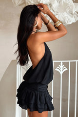 Latina Open Back Mini Dress - Black