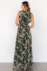 Imogen Maxi Dress | Deep Green Multi